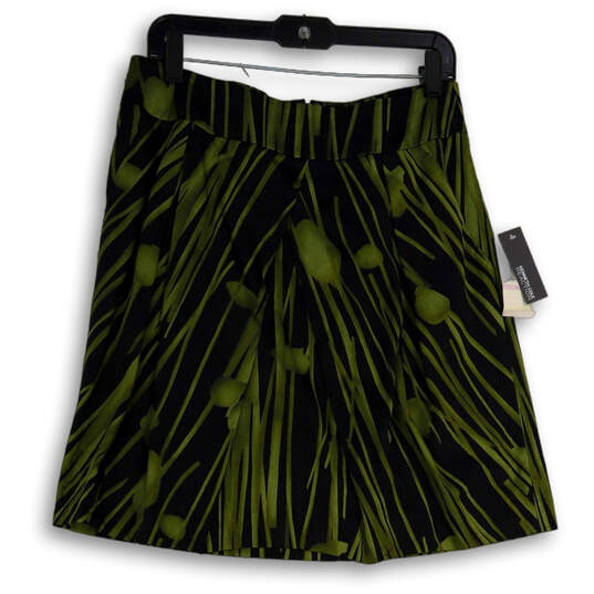 NWT Womens Green Black Pleated Back Zip Short A-Line Skirt Size 6 image number 1
