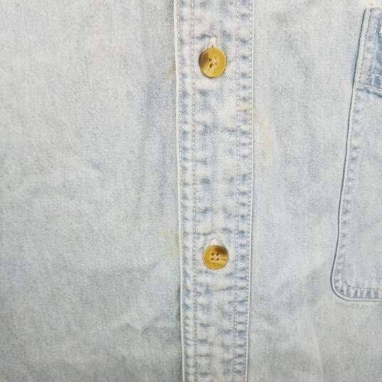Lee Sport Vintage Light Blue Cotton Packers Button Up Denim Shirt WM Size XL image number 4