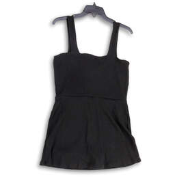 Womens Black Wide Strap Ribbed Square Neck Sleeveless Mini Dress Size XL alternative image