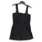 Womens Black Wide Strap Ribbed Square Neck Sleeveless Mini Dress Size XL image number 2