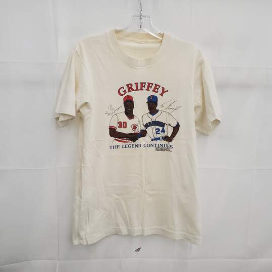 Vintage 1989 Ken Griffey Jr. & Sr. The Legend Continues Cotton Shirt Men's Size M image number 1