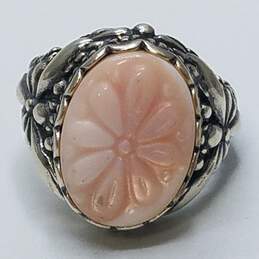 Carolyn Pollack Sterling Silver Carved Flower MOP Sz 8 3/4 Ring 14.1g