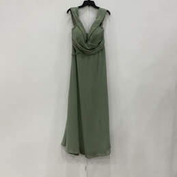 NWT Womens Green Cap Sleeves Cuffed Neckline Back Zip A-Line Dress Size 16