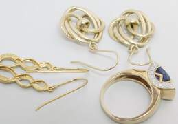 Contemporary 925 Vermeil Sapphire & Diamond Accent Ring Earrings & Bracelet20.3g alternative image
