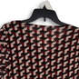 Womens Red Black Geometric V-Neck Long Sleeve Pullover Blouse Top Size L image number 4