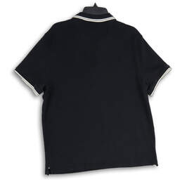 Mens Black White Short Sleeve Spread Collar Polo Shirt Size X-Large alternative image