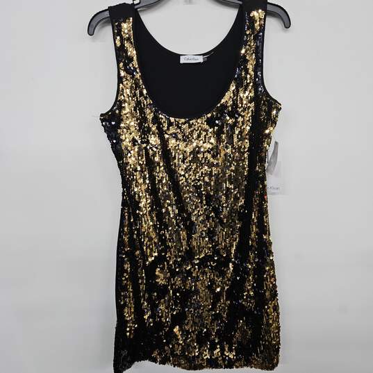 Calvin Klein Black & Gold Sequin Dress image number 1