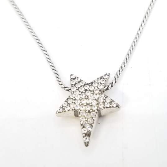 Brighton Silver Tone Crystal Rising Lopsided Star Pendant 18 In Necklace 12.6g image number 2