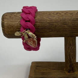 Designer Betsey Johnson Pink Rubber Heart Shape Birds Bracelet Charm