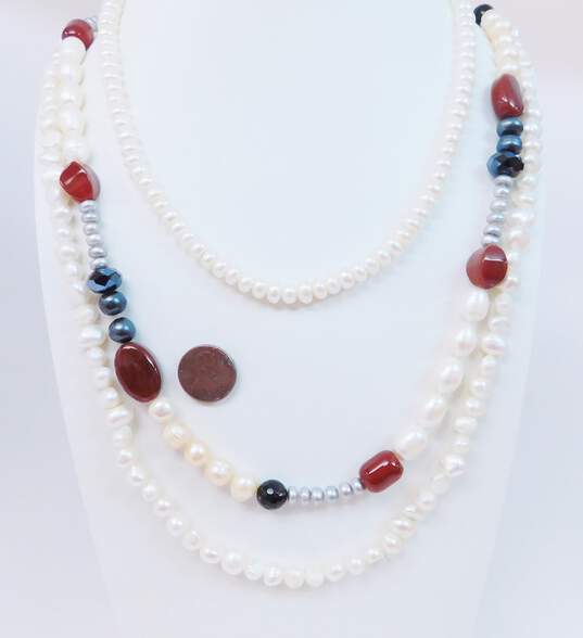 Pearl, Carnelian & Onyx Beaded Necklaces image number 5