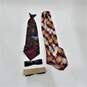 Vintage Men's Regular & Clip On Neckties Silk Cotton Blend Stripes Floral Print Bowtie image number 5