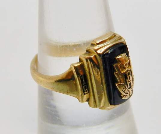 Vintage 10k Yellow Gold Blue Glass Class Ring 4.5g image number 3