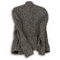 Womens Black White Chevron Long Sleeve Collared Tweed Jacket Size 4 image number 2