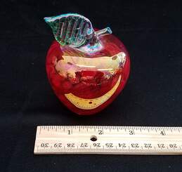 Art Glass Red Pink Apple Paperweight-Signed alternative image
