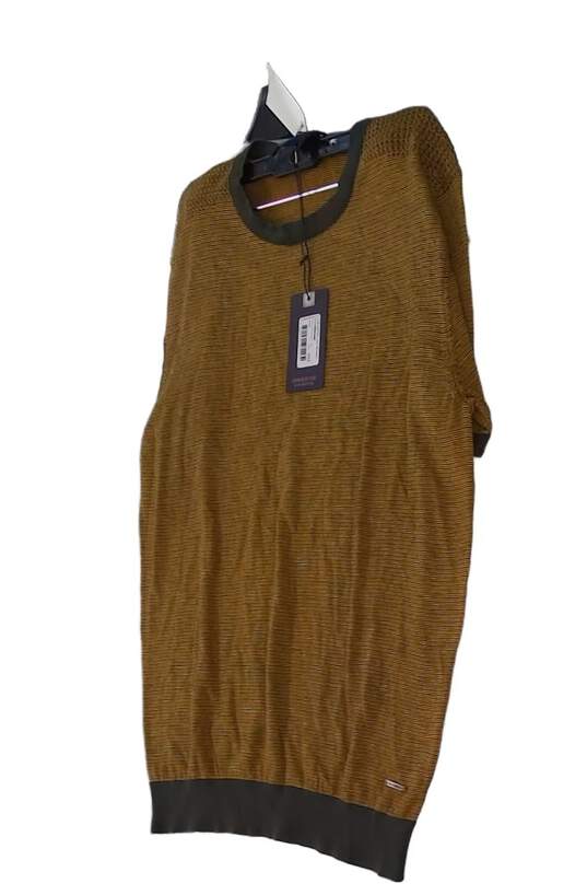 NWT Mens Brown Short Sleeve Crew Neck Knitted Pullover Sweater Size 3XL image number 1