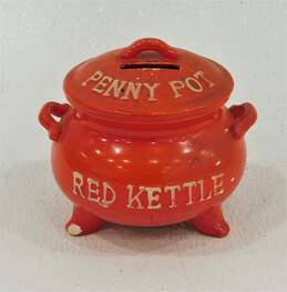 Vintage Lego Ceramic Red Kettle Penny Pot