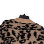 Womens Beige Black Animal Print Open Front Cardigan Sweater Size Medium image number 4