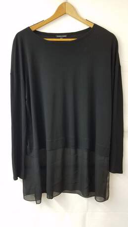 Eileen Fisher Scoop-Neck 3/4-Sleeve Silk Top Size S Black