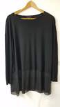 Eileen Fisher Scoop-Neck 3/4-Sleeve Silk Top Size S Black image number 1