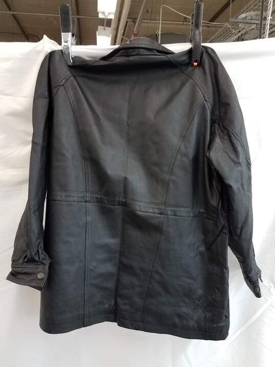 Mn Sergio Vadducci Black Leather Coat Sz M image number 3