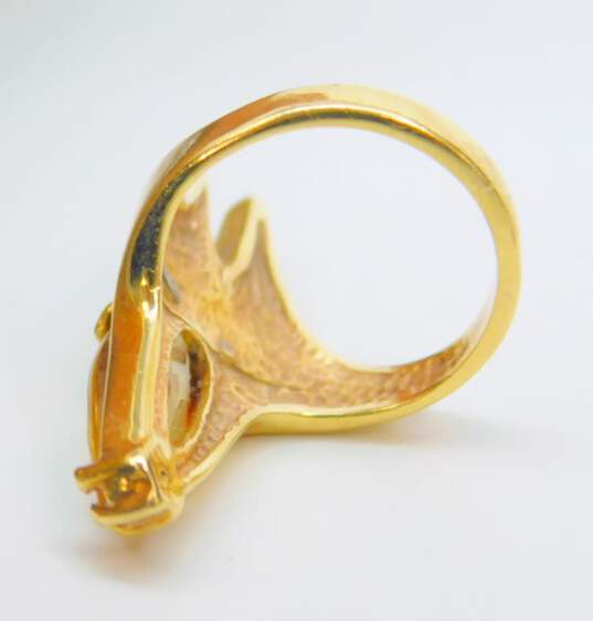 14K Gold Modernist Golden Yellow Topaz Faceted Teardrop Unique Pointed Ring 5.8g image number 3