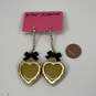 Designer Betsey Johnson Gold-Tone Leopard Crystal Heart Dangle Earrings image number 3