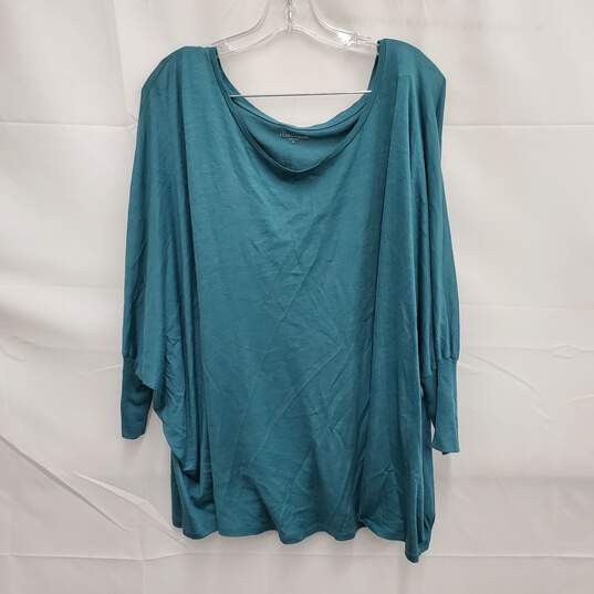 Eileen Fisher WM's Silk Blend Green Teal Color Blouse Top Size XL image number 2