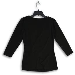 Womens Black Long Sleeve Round Neck Side Ruched Pullover Blouse Top Size XS alternative image