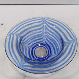 Clear Blue Swirl Art Glass Candy Bowl alternative image