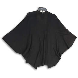 NWT Womens Black Knitted Open Front Poncho Cardigan Sweater One Size alternative image