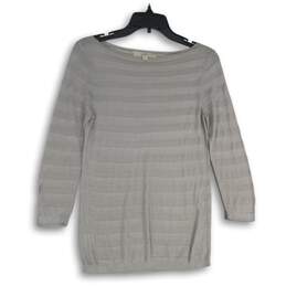Loft Womens Gray Boat Neck Long Sleeve Pullover Sweater Dress Size XS