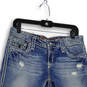 Womens Blue Denim Medium Wash 5-Pocket Design Distressed Capri Jeans Sz 29 image number 3