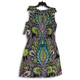 NWT Womens Multicolor Paisley Ruffle Scoop Neck Sleeveless Shift Dress Size L alternative image