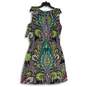 NWT Womens Multicolor Paisley Ruffle Scoop Neck Sleeveless Shift Dress Size L image number 2