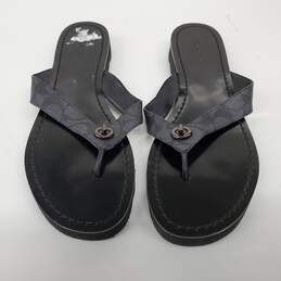Coach Shelly Women's Black Leather Flip Flop Sandals Size 7.5B