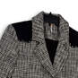 Womens Black White Houndstooth Long Sleeve One Button Blazer Size Small image number 3