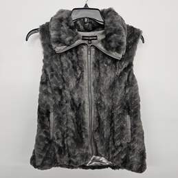 Grey Faux Fur Sleeveless Vest