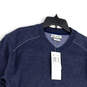 NWT Mens Blue V-Neck Long Sleeve Knitted Pullover Sweater Size Medium image number 3