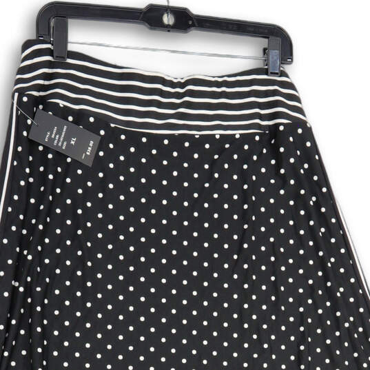 NWT Womens Black White Polka Dot Flat Front Pull-On Maxi Skirt Size XL image number 4