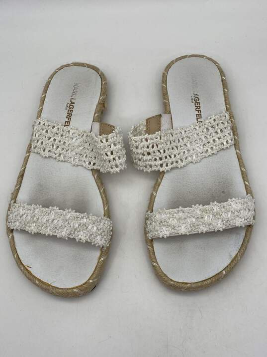 Authentic Womens Nita White Espadrille Open Toe Flat Slide Sandals Size 6M image number 3