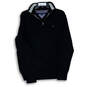 Mens Black Long Sleeve Knit Mock Neck Quarter Zip Pullover Sweater Size XL image number 1