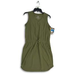 NWT Womens Green Vantage V-Neck Elastic Waist Sleeveless Mini Dress Size S