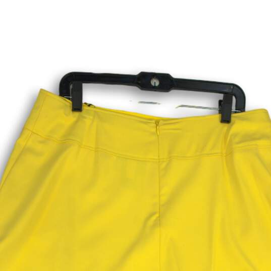 NWT Womens Yellow Back-Zip Slash Pocket Knee-Length Flare Skirt Size 14 image number 4