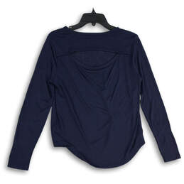 Womens Blue Crew Neck Long Sleeve Back Cutout Pullover T-Shirt Size XS alternative image