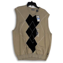 NWT Mens Gray Black Diamond Tight-Knit V-Neck Pullover Sweater Vest Size XL