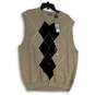 NWT Mens Gray Black Diamond Tight-Knit V-Neck Pullover Sweater Vest Size XL image number 1