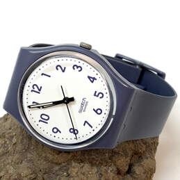 Designer Swatch Swiss Blue Water Resistant Round Dial Analog Wristwatch