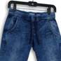 Womens Blue Denim Drawstring Stretch Pockets Jogger Jegging Jeans Size W24 image number 3