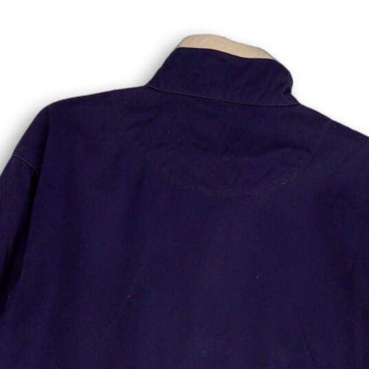 Mens Blue Mock Neck 1/4 Zip Long Sleeve Pullover Sweatshirt Size Small image number 4