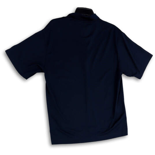 Mens Blue Spread Collar Short Sleeve Side Slit Golf Polo Shirt Size L image number 2